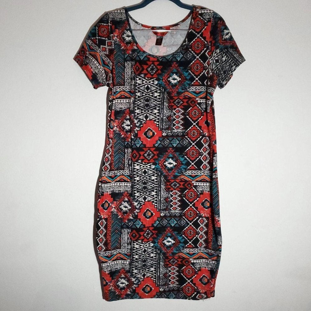 Hot Kiss Geometric Tribal Pattern Dress 1X